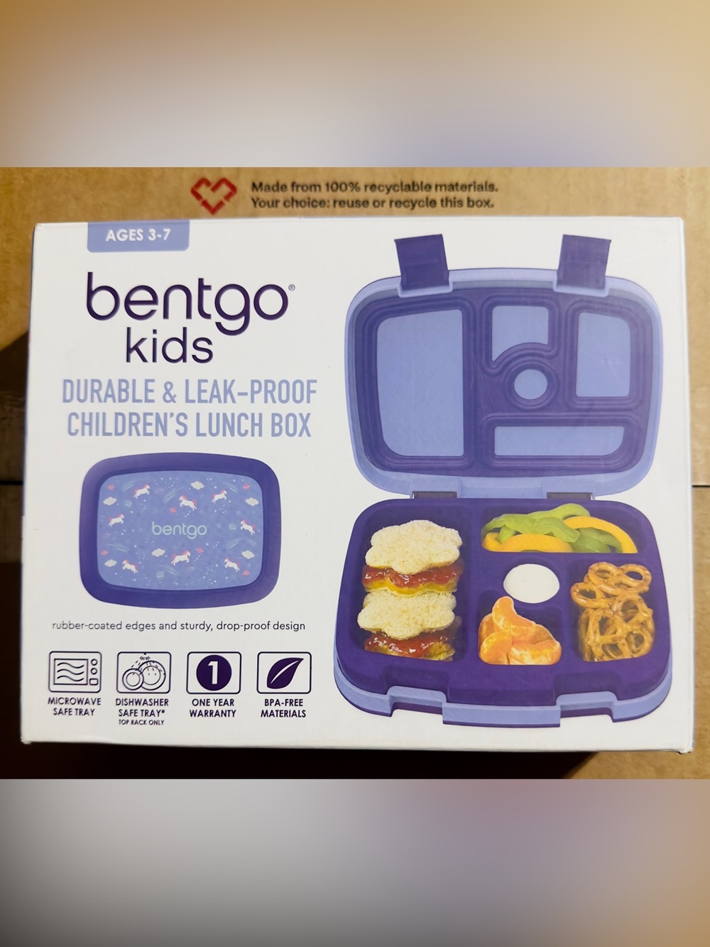 Bentgo Kids unicorn Purple Leak-Proof Children's Lunch Box